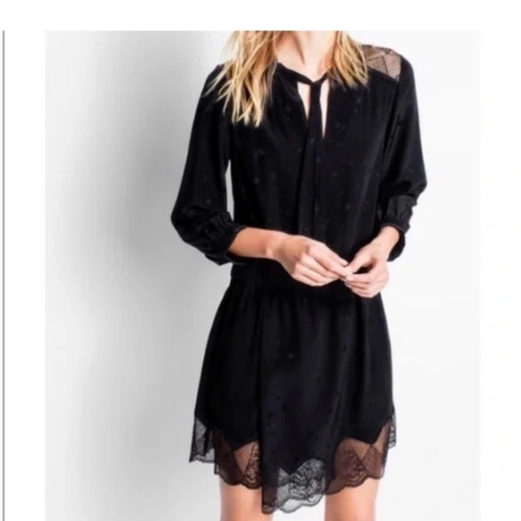 Zadig & Voltaire Dresses & Skirts - Zadig & Voltaire 100% Silk Riche Jac Deluxe Black Star Pattern Dress Womens M
